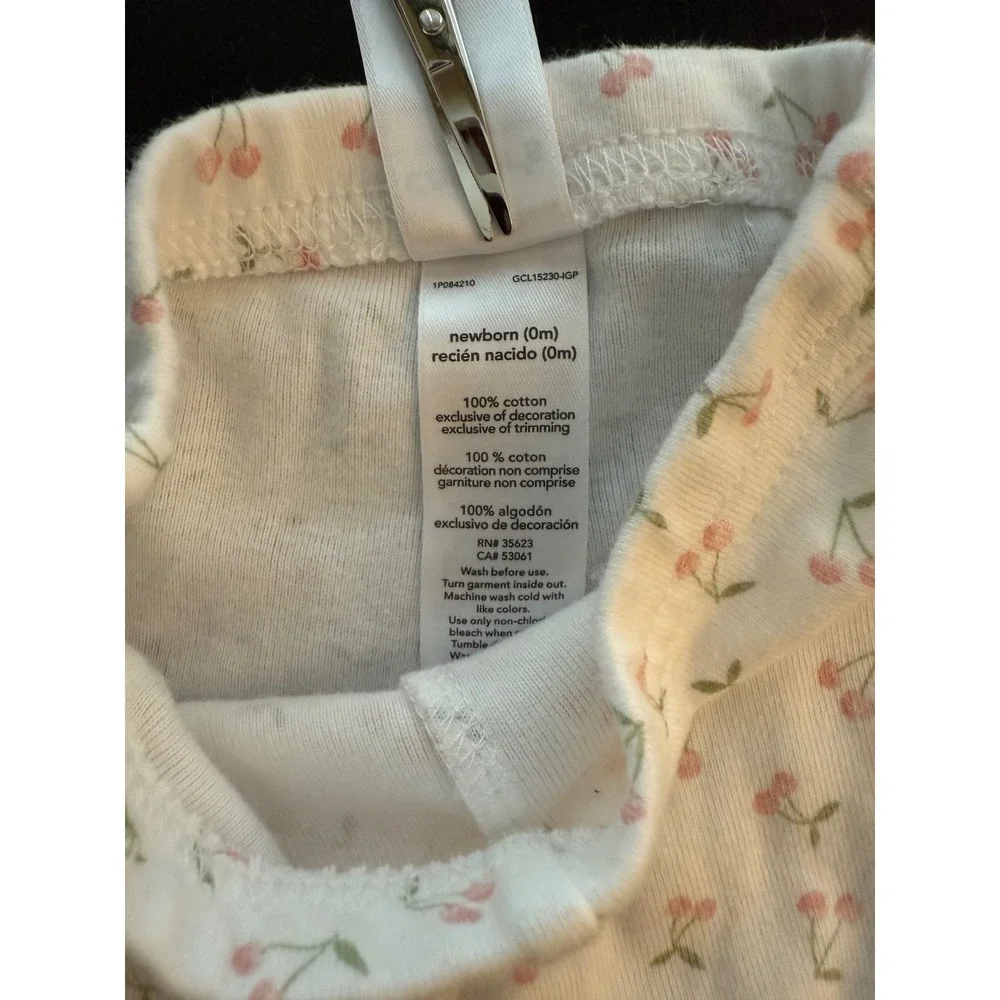 Carter's‎ Newborn Footed Fruit Pajama PJ Pants Baby White/Pink Infant Sleepwear